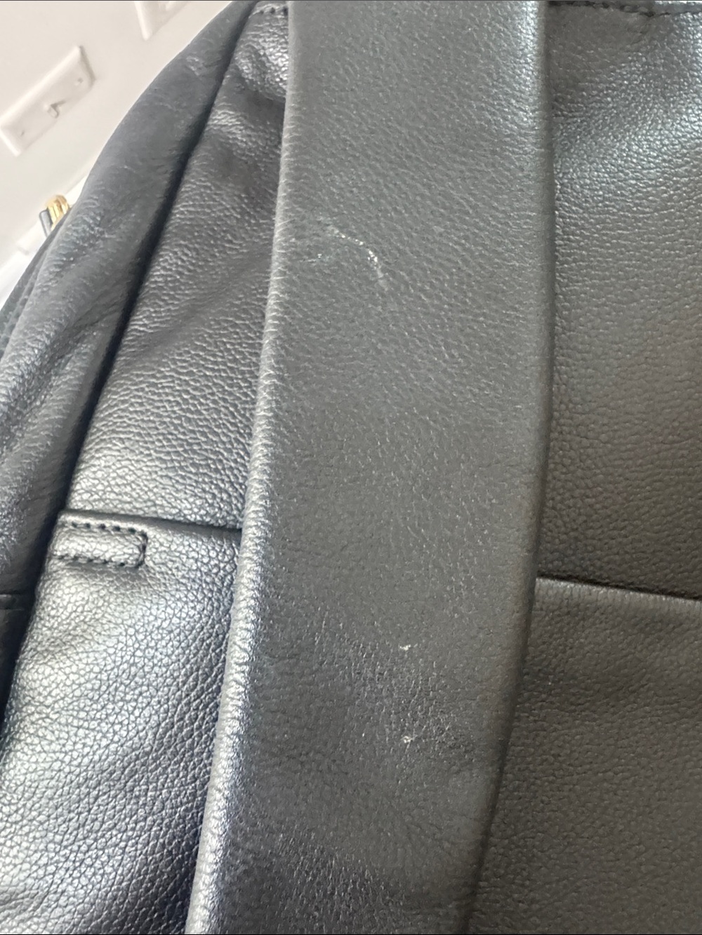 Tumi Black Leather Backpack with Gold-Tone Accents - Picture 4 of 6
